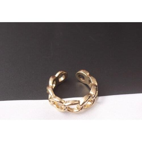 European and American Mens Metal Chain Ring Hip Hop Punk Personality Open Finger Ring Female New Simple Party Golden Anel Gift