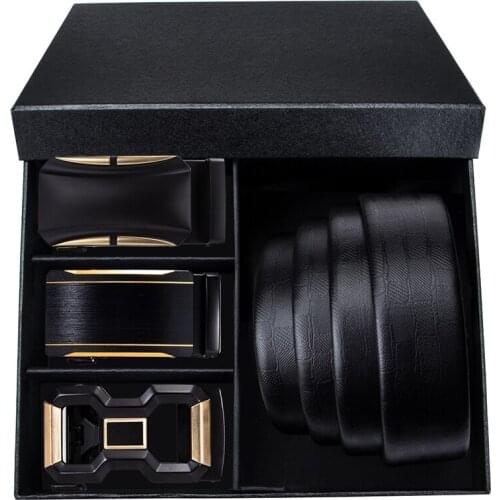 Hi-Tie Cow Genuine Luxury Leather Belt Men Fashion Designer Automatic Buckle Male Belt and Box for Men Christmas Wedding Gift