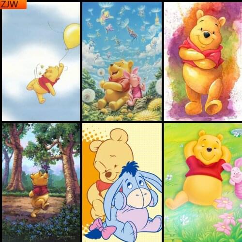5D DIY Cartoon Winnie The Pooh Anime Full Diamond Square Embroidery Diamond Painting Mosaic Art Decoration Gift Disney