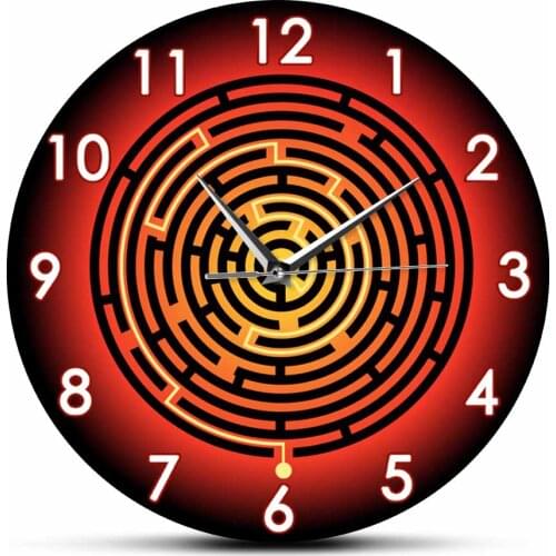 Abstract Maze Circle Scandinavian Neutral Print Wall Clock Labyrinth Modern Abstract Home Office Décor Clock Silent Wall Watch