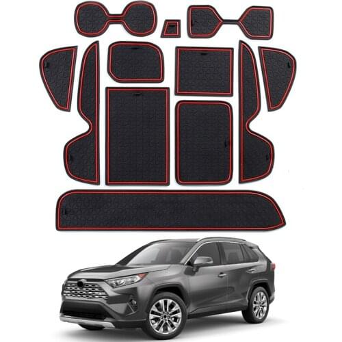13pcs Non-slip Gate Slot Mats Cup Dust Mats Water Coaster For Toyota RAV4 2019 2020 Accessories