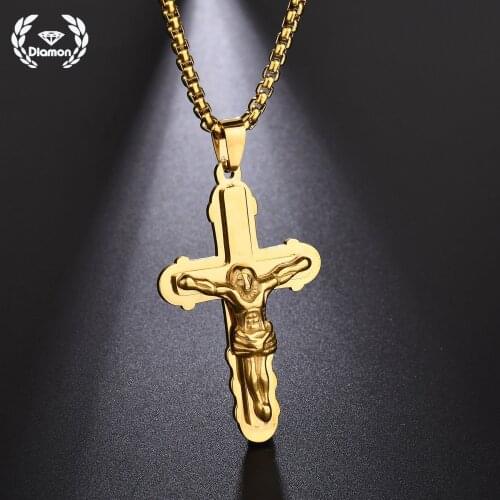Diamon 2021 New Jewelry Christian Cross Priest Jesus Necklace for Believer Man and Women Christianity Gifts Collier Cheap