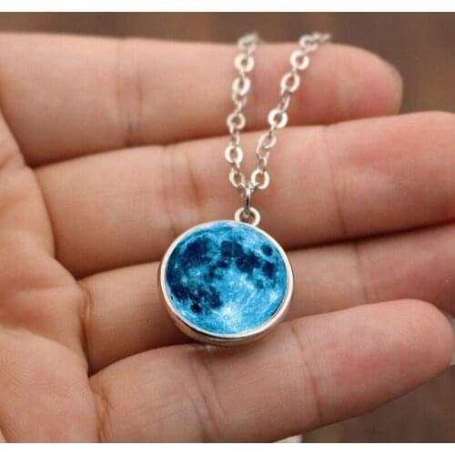 New Glowing Glass Pendants Universe Necklace For Women Men Luminous In Dark Fashion Galaxy Moon Necklaces & Pendants Jewelry