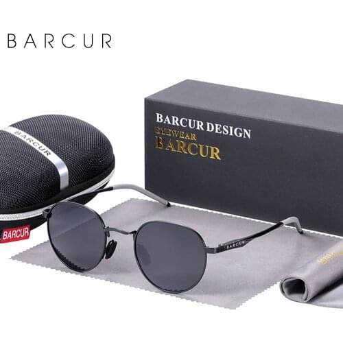 BARCUR Brand Design Retro Sunglasses Women Metal Frame Man Eyewear Polarized Sun Glasses UV400 Protection