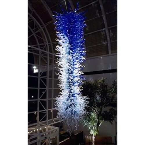 Free Air Freight Huge Lighting for Grand Lobby Translucence Blue Murano Glass Chandeliers