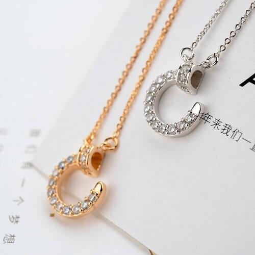 OL Style micro pave CZ Zircon Crystals Small Bent Nail Pendant Necklace Italina Fashion Link Chain Necklace for Women