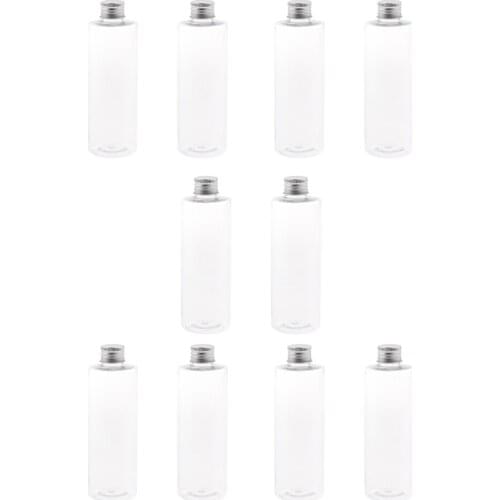 10x PET Plastic Bottles with Aluminum Screw Cap Travel Home Cosmetics Bottle