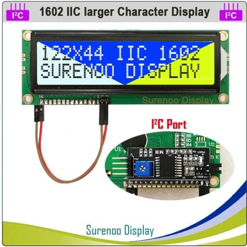 Serial IIC / I2C / TWI 1602 162 16*2 Larger Character LCD Module Display Yellow Green Blue with Backlight for Arduino