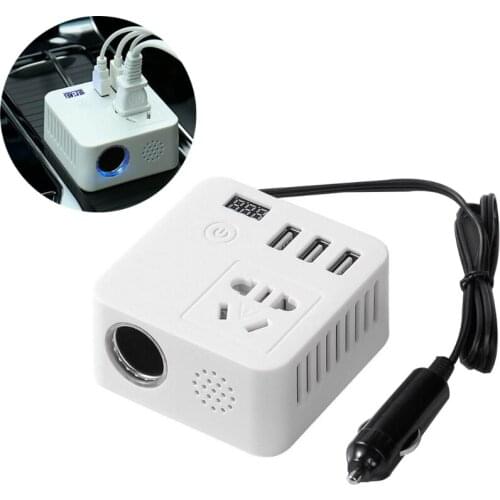 Auto Charger Converter DC 12V/24V to 220V Digital Converter Fasting Charging with Cigarette Lighter Holes