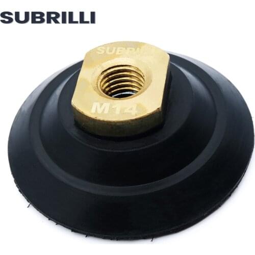 SUBRILLI 3" Rubber Backer Pad for Diamond Polishing Pad M14 5/8-11 Thread 75/80mm Rubber Based Backing Holder for Angle Grinder