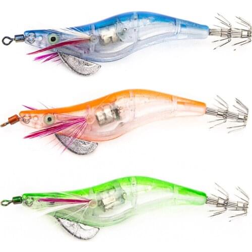 Fishing Lure LED Light Electronic Shrimp Squid Jig Hook Bait Fishing Tackle