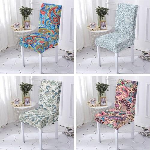 Floral Printed Stretch Chair Cover for Dining Room Chair Slipcover Elastic Spandex Seat Cover Kitchen Wedding Banquet 1/2/4/6pcs