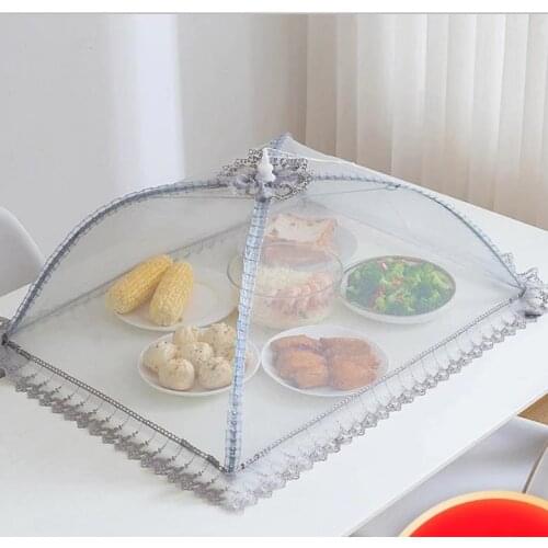 Foldable Dining Table Meal Cover Vegetable Kitchen Food Cover Umbrella Food Anti-fly Large Rectangular Bowl Rice Kichen Gadget