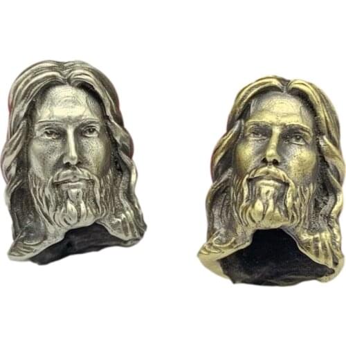 Savior Jesus Brass Handcrafted Lanyards Pendant Paracord Pendant Lanyard Beads Charms Metal Spacer Bead for Folding Knife