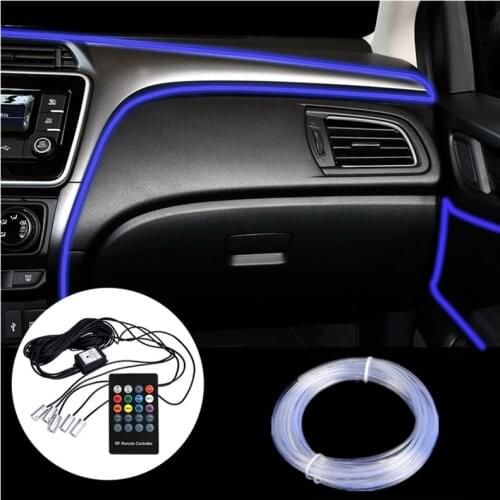 5 In 1 RGB LED Atmosphere Auto Neon Lamp Interior Lighting Ambient Lights 6m Bluetooth-compatible Car Backlight Fiber Optic Band