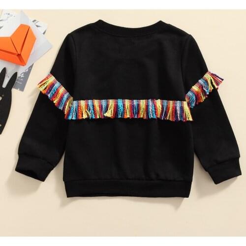 2-7Y Kids Girls Sweatshirts Tops 2021 Autumn Baby Clothes Casual Long Sleeve Tassel Pullover Sweatshirt Hoodies Children Outfits