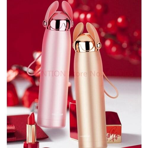 15pcs Thanshome Double Wall Thermos Bottle Stainless Steel Vacuum Flasks 320ml Cute Cat Fox Ear Thermal Coffee Tea Milk Mug