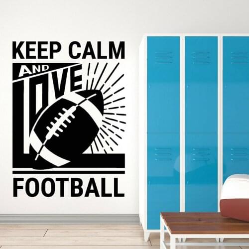 Vinyl Wall Decal Keep Calm And Love Football Quote Ball Sport Stickers Window Glass Mural Bedroom Stadium Interior Decor S1110