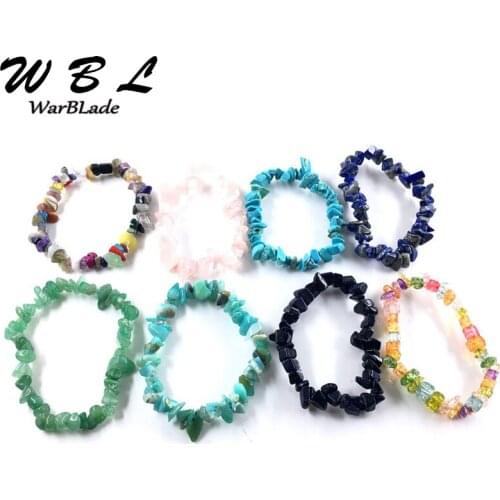 WarBLade Natural Gem Stone Bracelet For Women 35 Colors Tiger Eye Crystal Quartz Stretch Chip beads Nuggets Bracelets Bangles