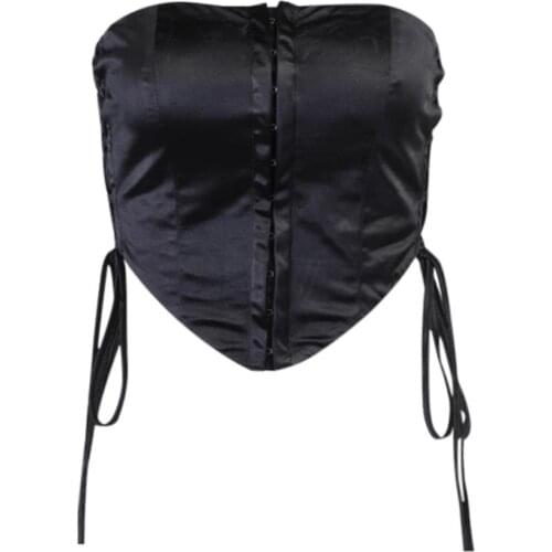 Women Close-fitting Tube Tops Black Solid Color Boat Neck Sleeveless Crop Tops S/ M/ L