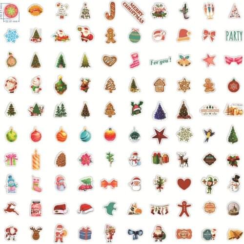 100PCS Kawaii Colorful Christmas Tree Cartoon Stickers For DIY Luggage Laptop Refrigerator Pegatinas Decal Graffiti Sticker F3