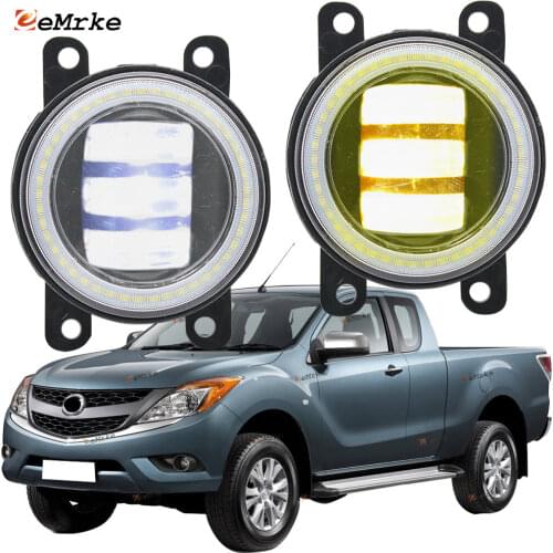2x Led Angel Eye DRL for Mazda BT-50 Cab 2017 2016 2015 2014 2013 2012 2011 LED Fog Lights Lamp Lens Daytime Running Light