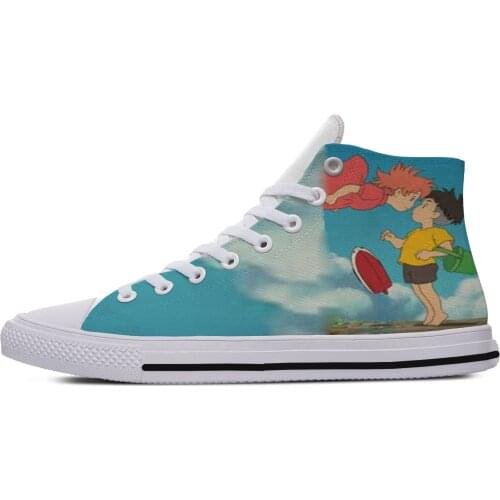 2019 Hot Fashion High Sneakers Handiness Casual Shoes Studio Ghibli Ponyo on the cliff Kawaii Miyazaki Hayao Funny Cute 90s