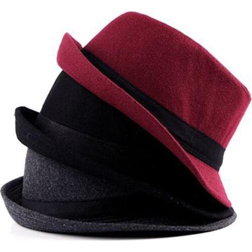 2019 Men Women Wool Winter Women Felt Hats Men Fashion Black Top Jazz Hat Fedoras Chapeau Sombrero Mujer Adults
