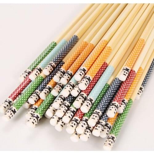 5 pairs/bamboo chopsticks, natural bamboo chopsticks, household cartoon chopsticks, non-slip Japanese tableware chopsticks set