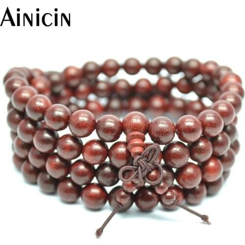 5pcs 8mm High Quality Red Rosewood Multi-layer Bracelets Tibetan Mala Prayer Jewelry For Men and Women Jewelry Gift