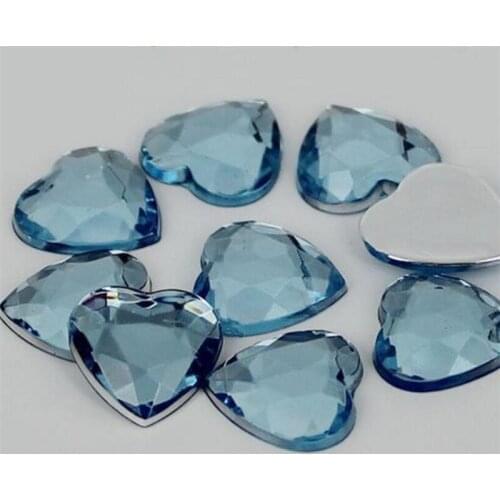 4-30MM DIY Bling Lt Blue Color Heart Shape Acrylic Rhinestones Flatback Acrylic Stones no Glue for Hand Craft Arts Decoration