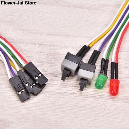 ATX PC Compute Motherboard Power Cable 2 Switch On/Off/Reset w/ LED Light 68cm NEW