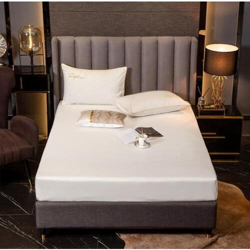 White Pure Coton bedspread fitted sheet with Elastic band Solid Princess Bedding Mattress cover King Queen size bed cover