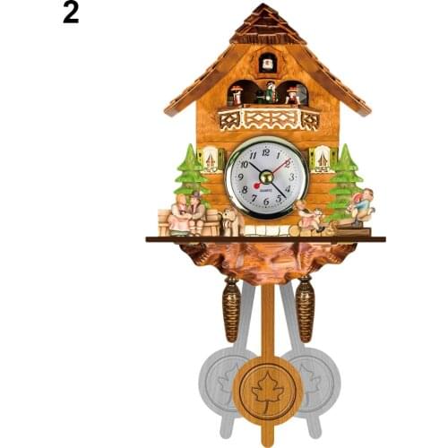 Antique Wooden Cuckoo Wall Clock Bird Time Bell Swing Alarm Watch Home Art Decor PAK55