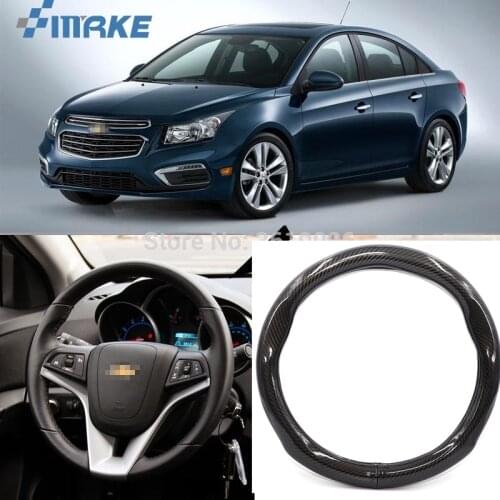 SmRKE Car Accessories For Chevrolet Cruze Black Carbon Fiber Leather Steering Wheel Cover Sport Racing Car Styling
