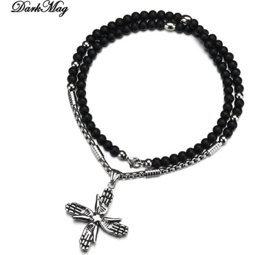 DarkMag New Design Trendy Hamsa Hand Of Fatima Stainless Pendant Necklace For Women Men Fashion Turkish Jewelry Wholesale