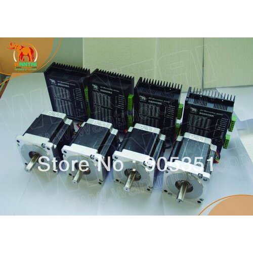 Best Selling! Wantai 4 Axis Nema 34 Stepper Motor 85BYGH450D-008 1090oz-in+Driver DQ860MA 7.8A 80V 256Micro CNC Mill Plasma Cut