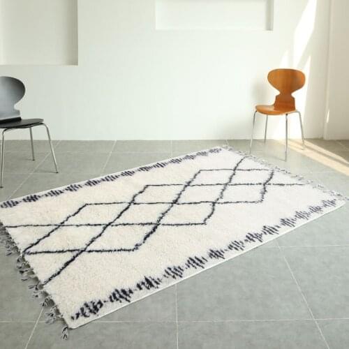 Imported Wool Carpet Nordic Morocco Living Room Rug And Carpet For Bedroom 140x200cm Carpet Tassel Floor Mat Soft Ethnic Bedside