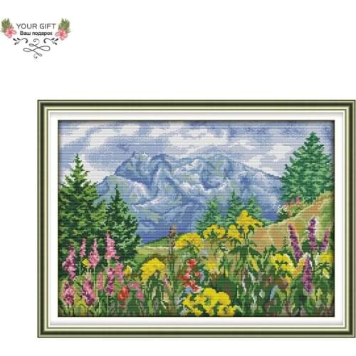 Joy Sunday F870 Free Shipping Counted and Stamped Home Decor Distant Mountain Needlepoints Embroidery Cross Stitch Kits