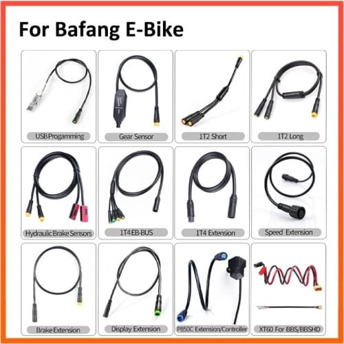 Bafang Cable Mid Motor Dvier E-bike Conversion Kits Gear Shift Sensor USB Programming Display Waterproof Extension 1T4 1T2