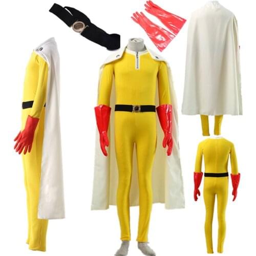 Anime One Punch Man Caped Baldy Saitama Fighting Uniform Anime Cosplay Costume Halloween