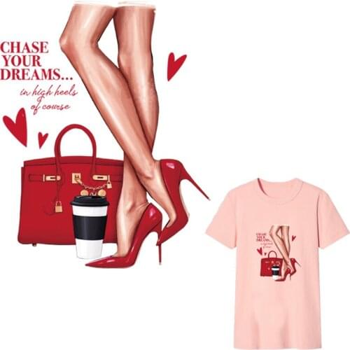 Red Womanapplique Fashion Patches Hot Tear Transfer Paper Heat Press Diy Hoodie Tops Appliques On Clothes