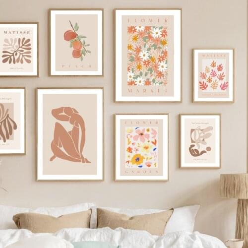 Matisse Leaf Flower Market Fruit Abstract Wall Art Canvas Painting Nordic Posters And Prints Wall Pictures For Living Room Decor