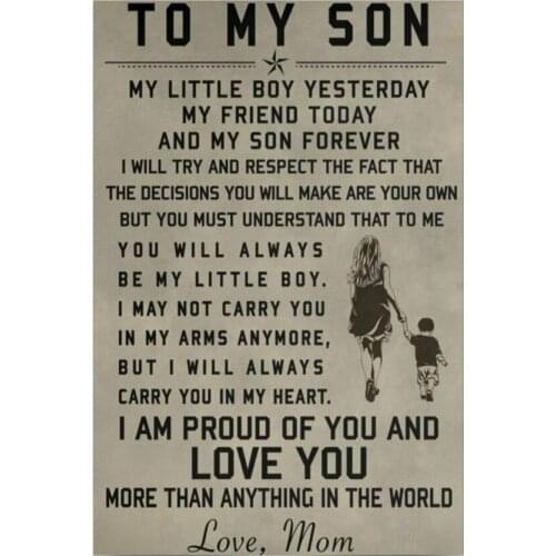 To My Son Mom And Son Motivation Quote Art Film Print Silk Poster for Your Home Wall Decor 24x36inch
