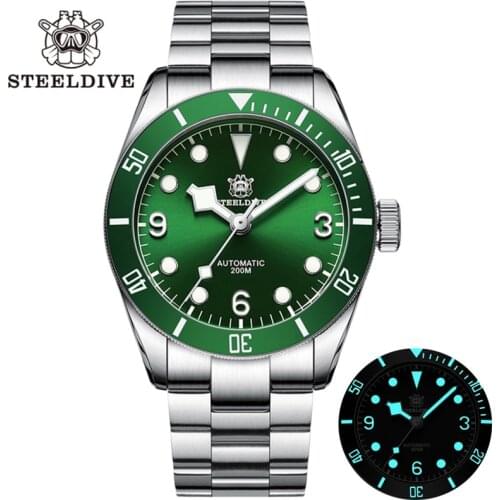 Steeldive 1958 Diver Watch 200M Waterproof NH35 Automatic Mechanical Wristwatch Men Sapphire Glass Stainless Steel Bracelet