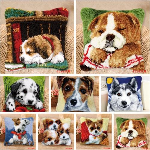 Latch Hook Dogs Needle For Carpet Embroidery Pillow Foamiran Needlework Set Smyrna Cushion Button Package Latch Hook rug kits