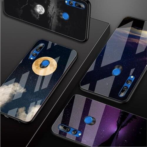 Night sky Tempered Glass Phone Case For Huawei honor 8X 9 10i 20i 20Lite 20Pro 30 Pro Cover Shell