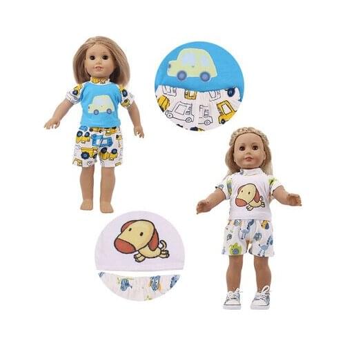 2021 New Pattern Clothes Casual T-shirt + Pants Suit Fit 18 Inch American&43cm Baby New Born Doll Clothes Accessories