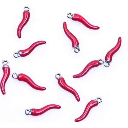 15pcs Red Chilli Pendant Charms Handmade Accessories For Jewelry Making For Earrings Necklace Supplies Stainless Steel Wholesale