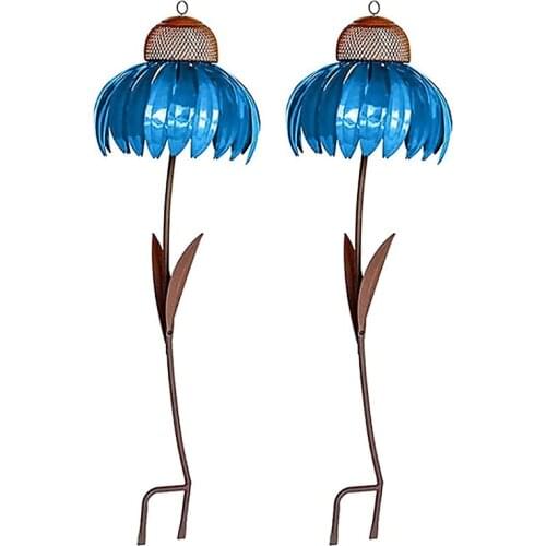 Standing Bird Feeder, Outside Rust Resistant Garden Art Metal Bird Feeder with Stand, Flower Stakes, Garden Decorative
